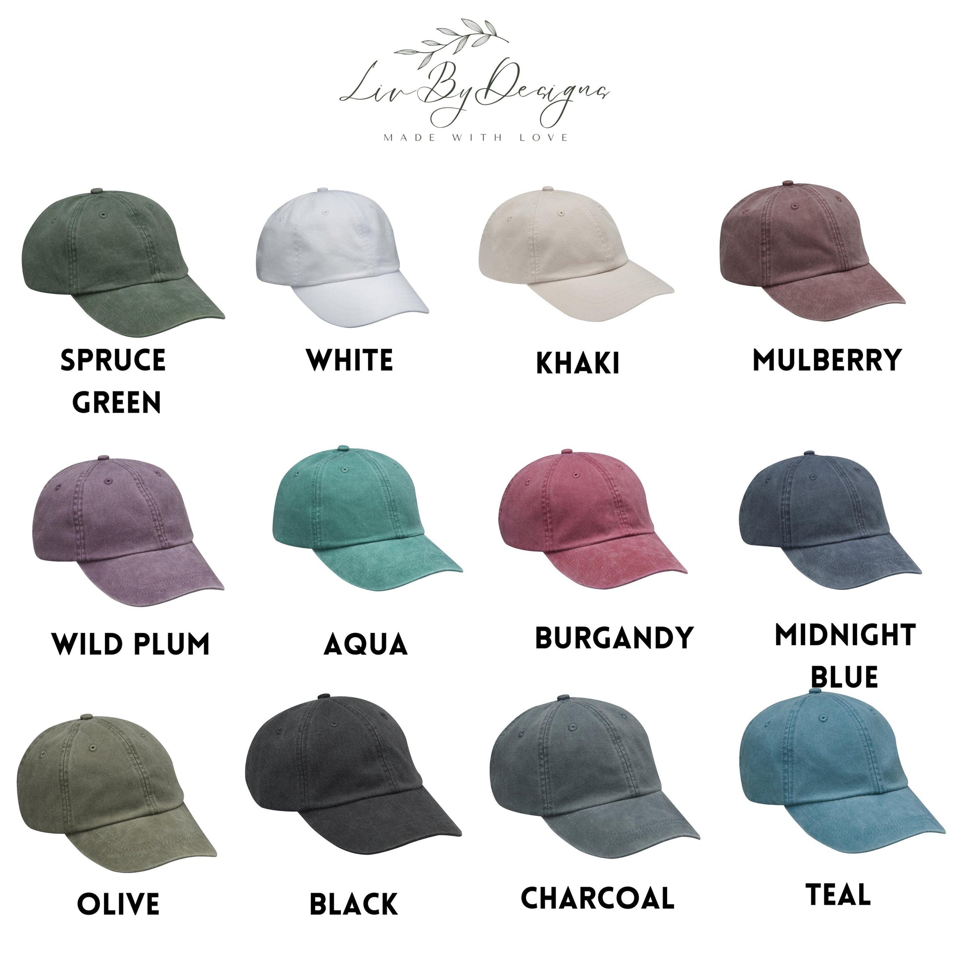 Large cursive name Baseball Cap Pigment Dyed with Leather Strap for adjustment