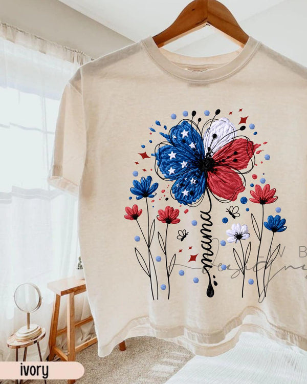 Mama Floral USA Graphic Crop Top | Comfort Colors Patriotic Mama Cropped T-shirt __etsy:8083098477