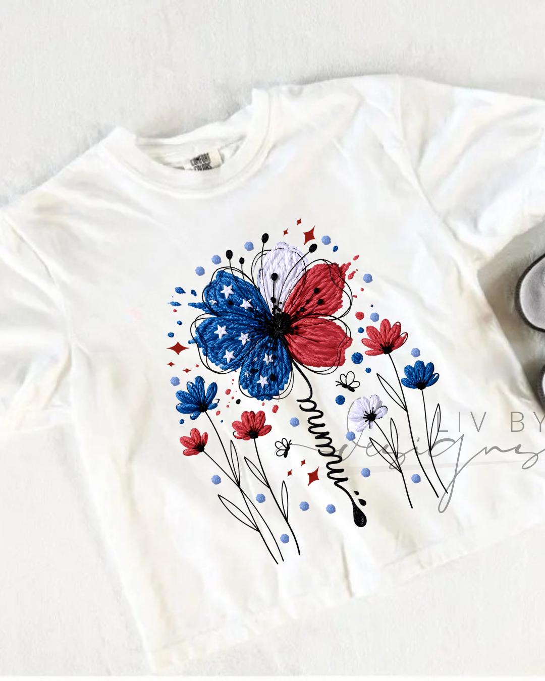 Mama Floral USA Graphic Crop Top | Comfort Colors Patriotic Mama Cropped T-shirt __etsy:8083098469