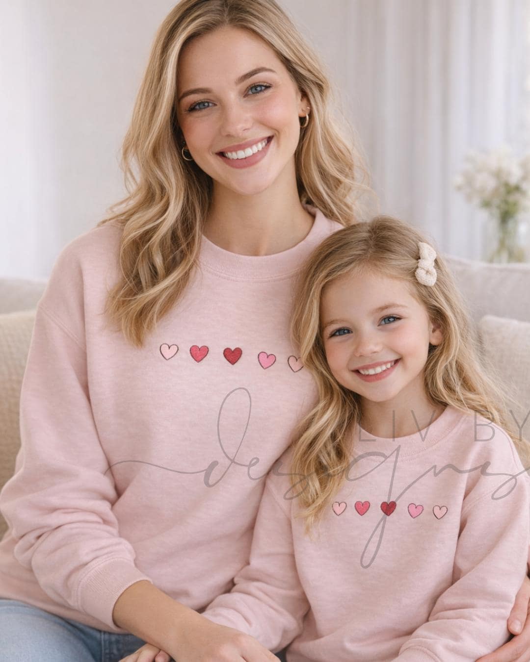Mama and Mini Matching Valentine's Sweatshirts, Embroidered Mama Crewneck, Heartfelt Outfits, Enza Boxy Crewneck, Matching Family Sweatshirt