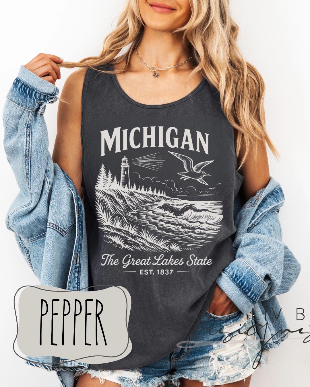 Michigan Nature Graphic Tank | Comfort Colors, Rustic Outdoors Shirt Michigan Summer Nights