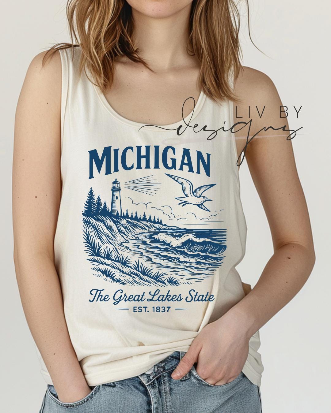 Michigan Nature Graphic Tank | Comfort Colors, Rustic Outdoors Shirt Michigan Summer Nights