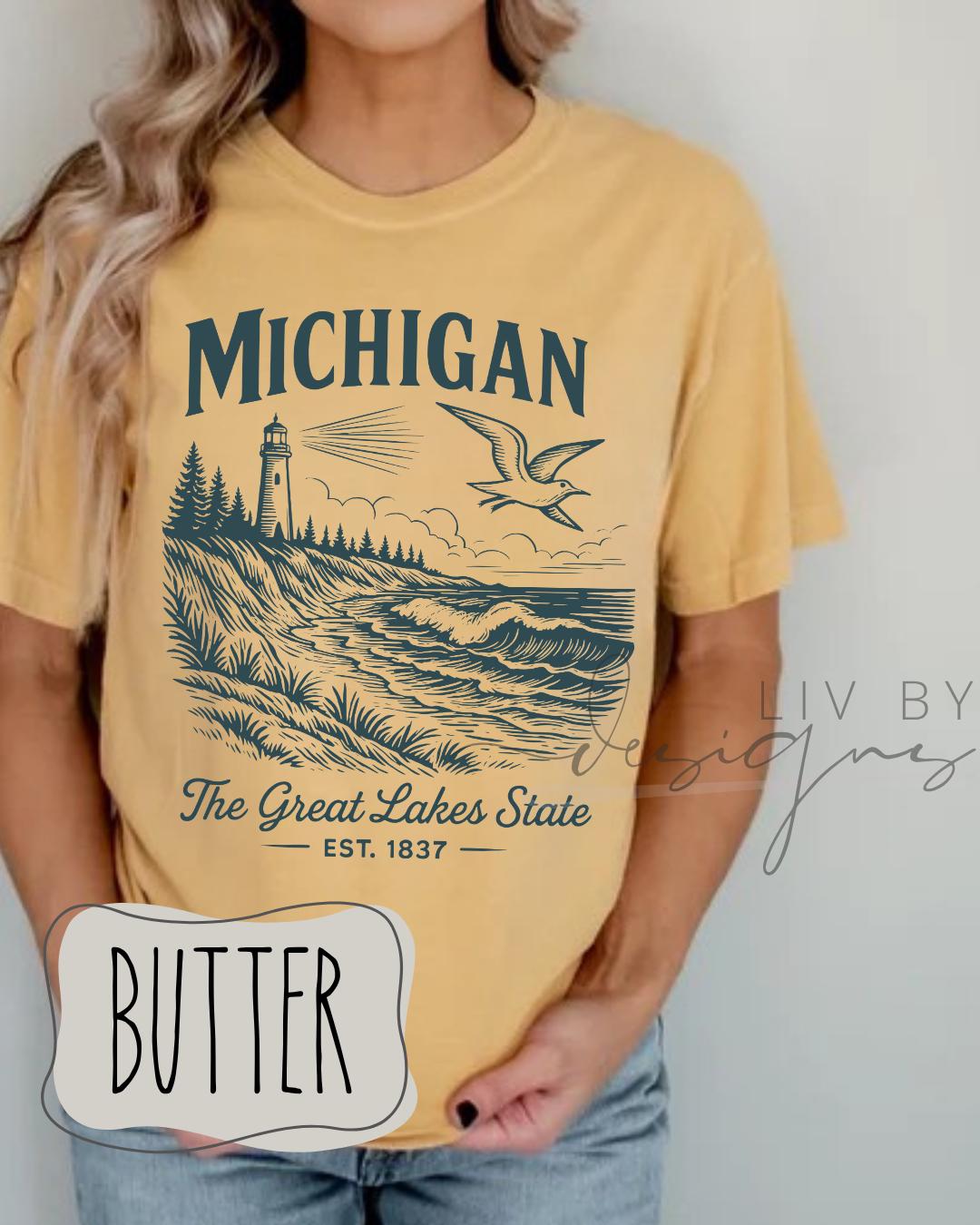 Michigan Nature Graphic Tee | Comfort Colors, Rustic Outdoors Shirt Michigan summer nights at the bonfire tee