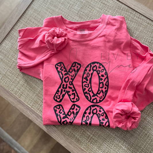 XOXO Valentine Shirt | Valentines Day Long Sleeve | Leopard XO Shirt | Comfort Colors Long Sleeve | Valentine Outfit