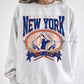 New York Baseball Distressed Graphic Crewneck Sweatshirt, Vintage Fan Top