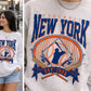 New York Baseball Distressed Graphic Crewneck Sweatshirt, Vintage Fan Top