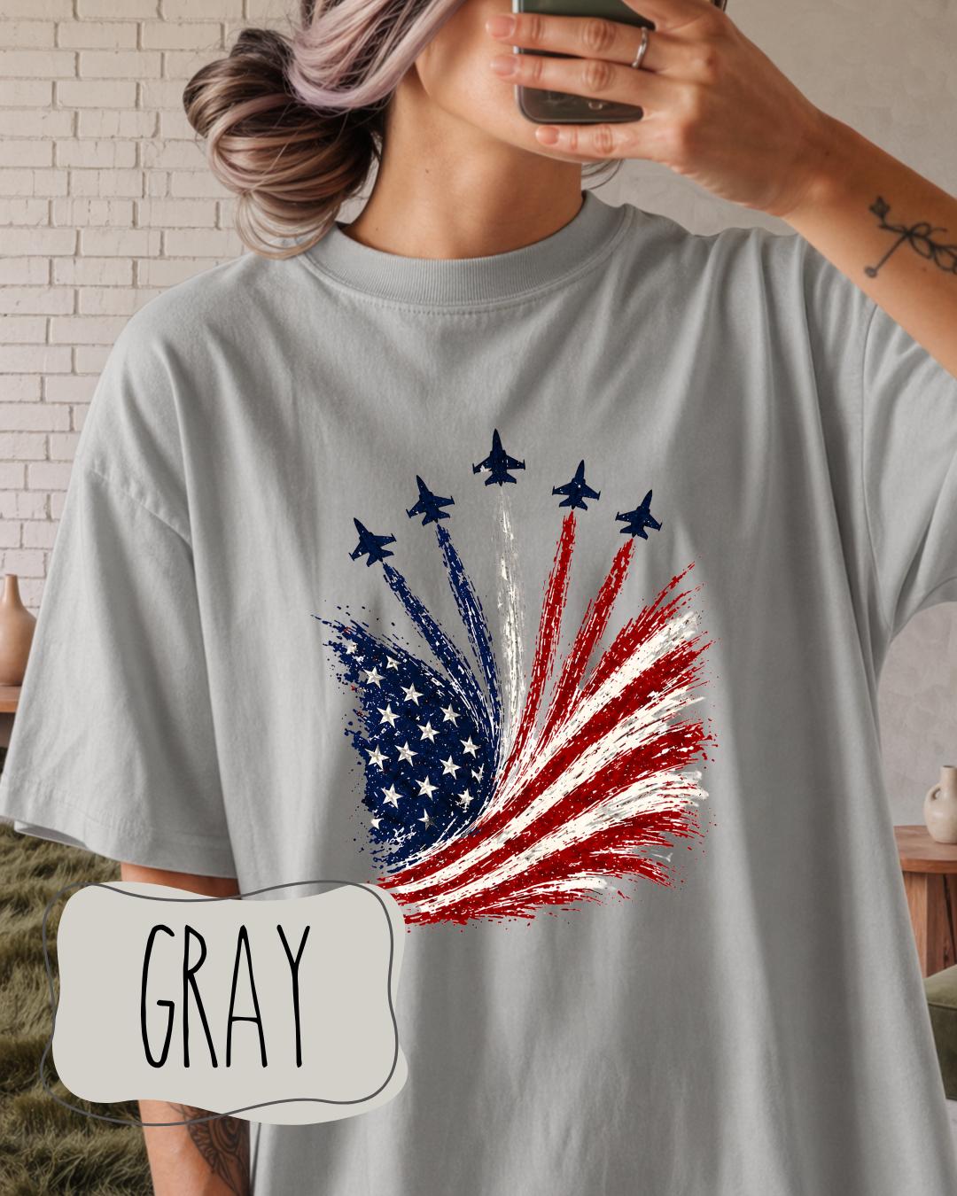 Patriotic Air Show Shirt | American Flag Fighter Jet Tee | USA Fourth of July Shirt __etsy:8117304620