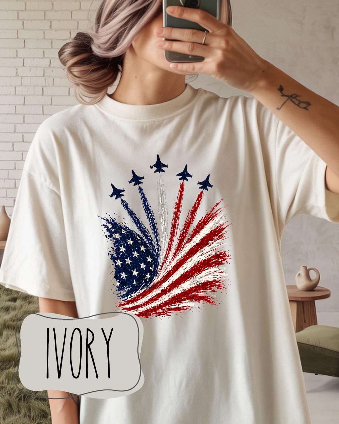 Patriotic Air Show Shirt | American Flag Fighter Jet Tee | USA Fourth of July Shirt __etsy:8165212889