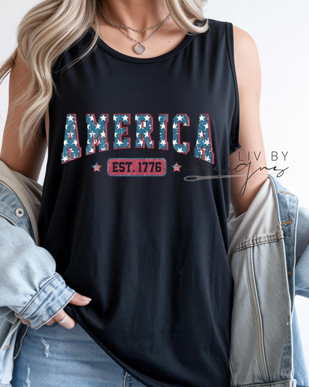 Patriotic America 1776 Muscle Tank | Vintage USA Graphic Tank Top | Fourth of July Shirt | Patriotic Summer Tank __etsy:8093587351