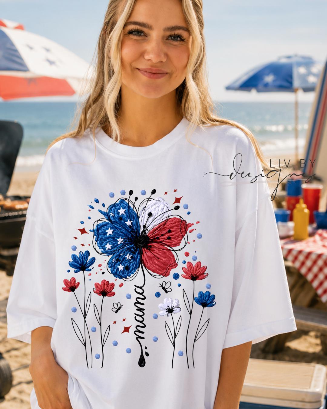 Patriotic Butterfly MAMA Comfort Colors Tee __etsy:8042847000