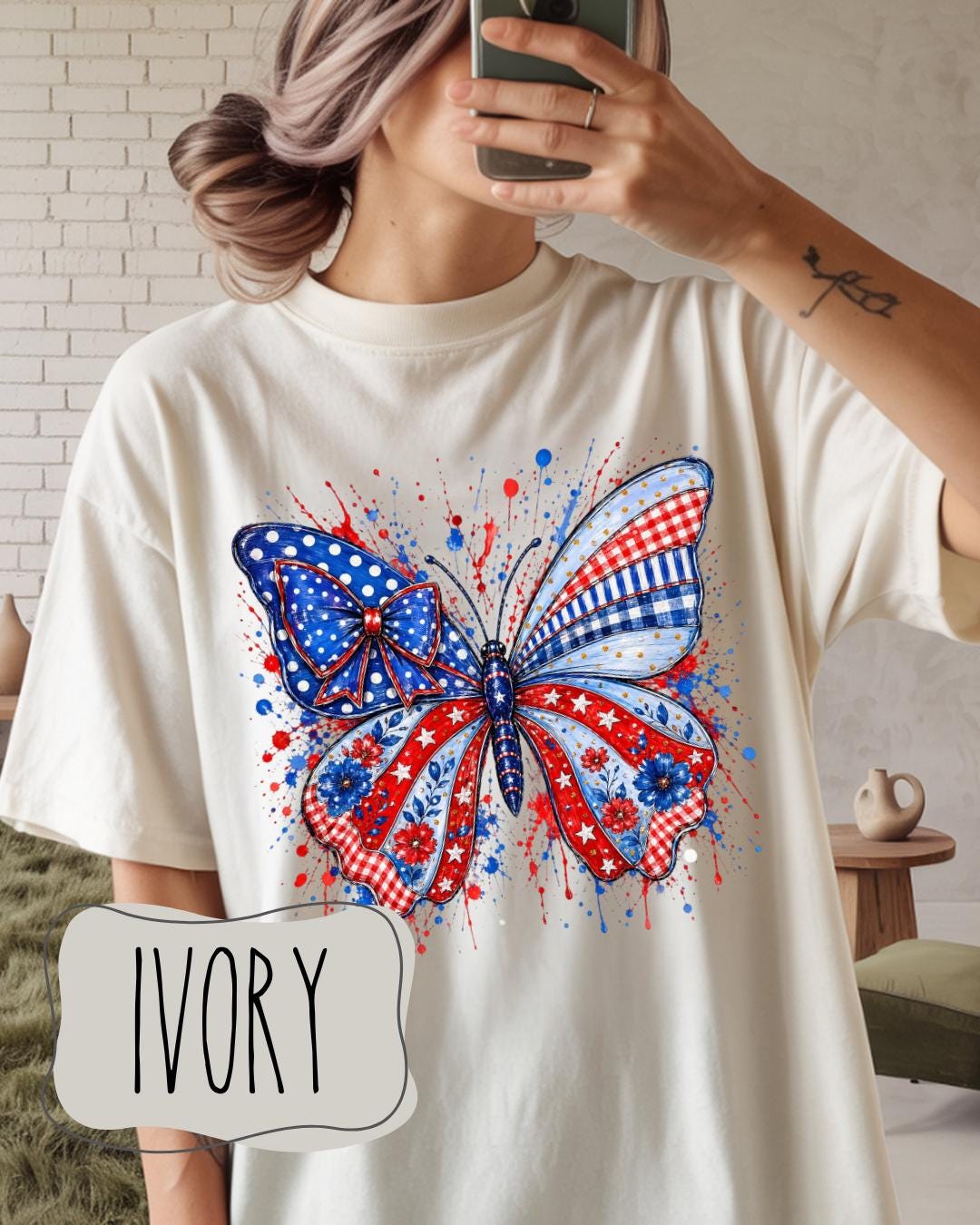 Patriotic Butterfly Shirt | Comfort Colors 1717 | Fourth of July Butterfly Tee | Coquette Americana Graphic Shirt __etsy:8112883810