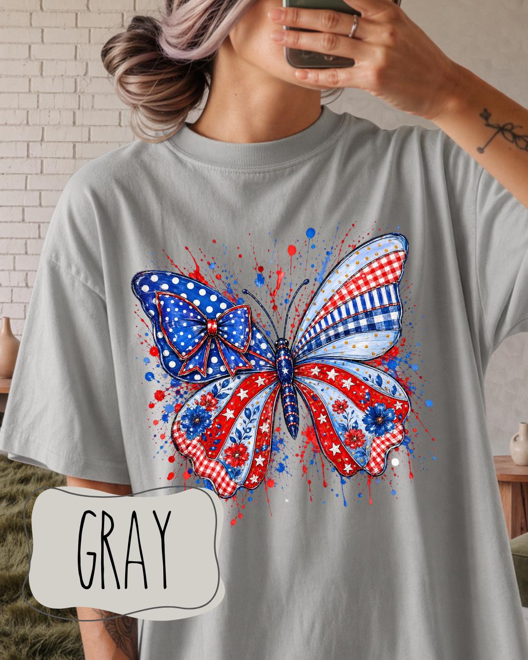 Patriotic Butterfly Shirt | Comfort Colors 1717 | Fourth of July Butterfly Tee | Coquette Americana Graphic Shirt __etsy:8112883842