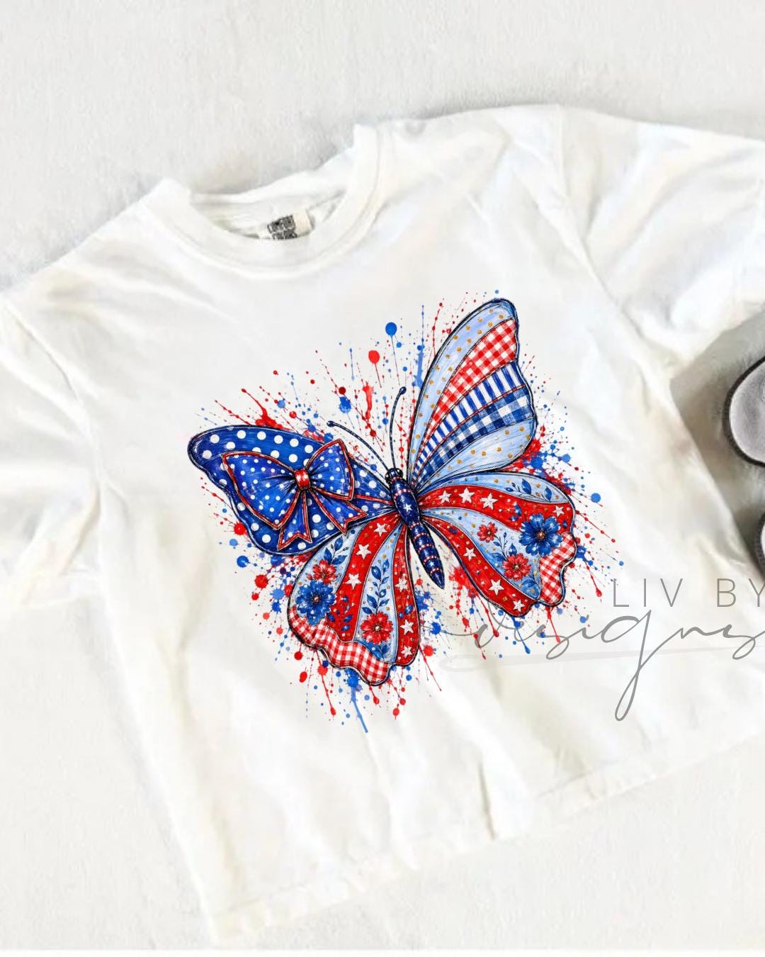 Patriotic Butterfly Shirt | Fourth of July Crop Top | USA Graphic Tee __etsy:8117356954