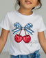 Patriotic Cherry Bow Kids Shirt | Fourth of July Toddler Tee | Red White & Blue Coquette Americana Shirt __etsy:8112673822