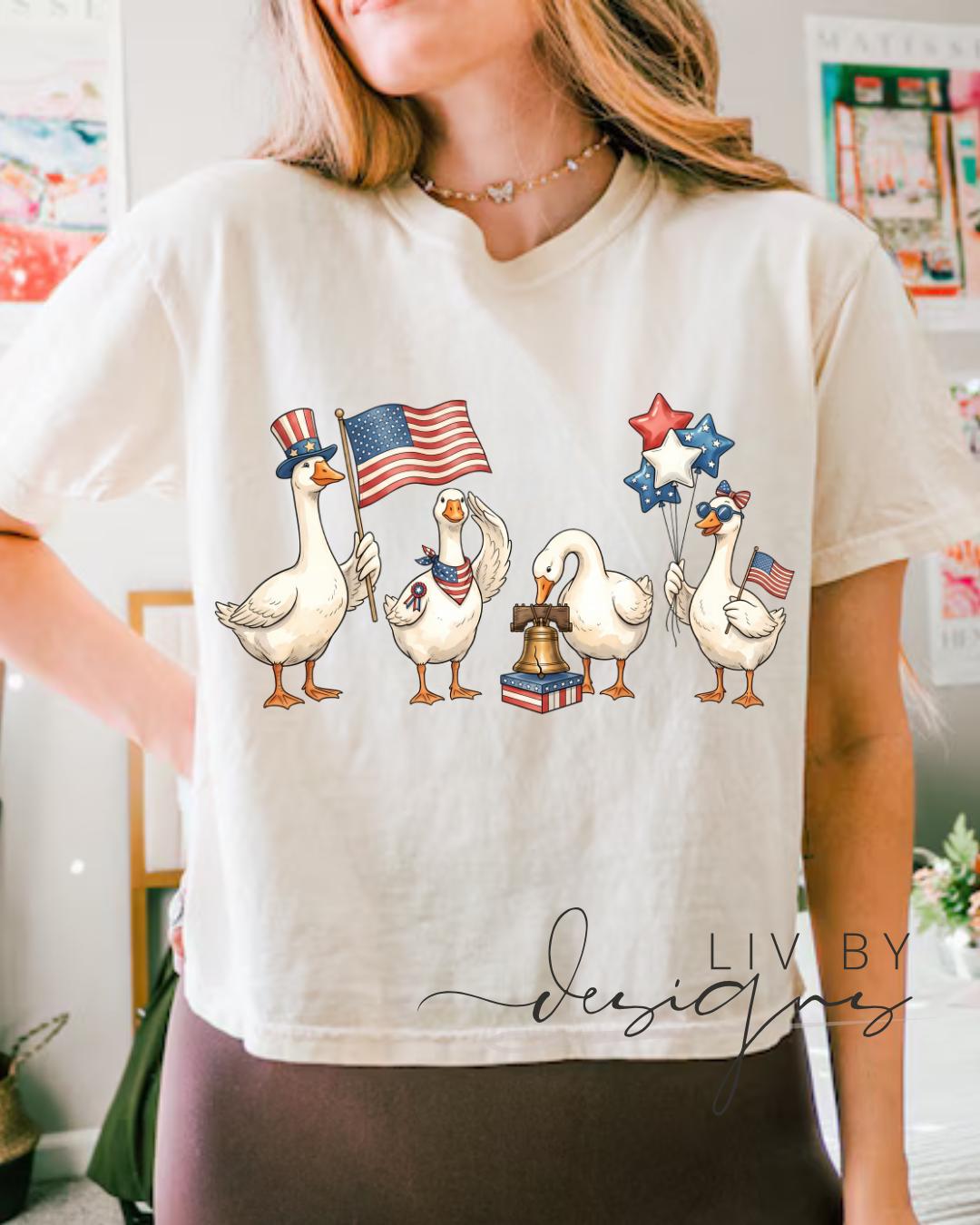 Patriotic Duck USA Graphic Crop Top | Comfort Colors Patriotic Duck 4th of July Cropped T-shirt __etsy:8035176680