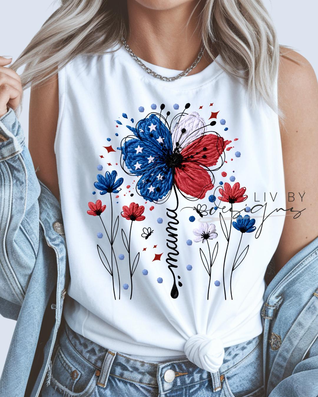Patriotic Floral Mama Tank |  Comfort Color Tank __etsy:8093577077