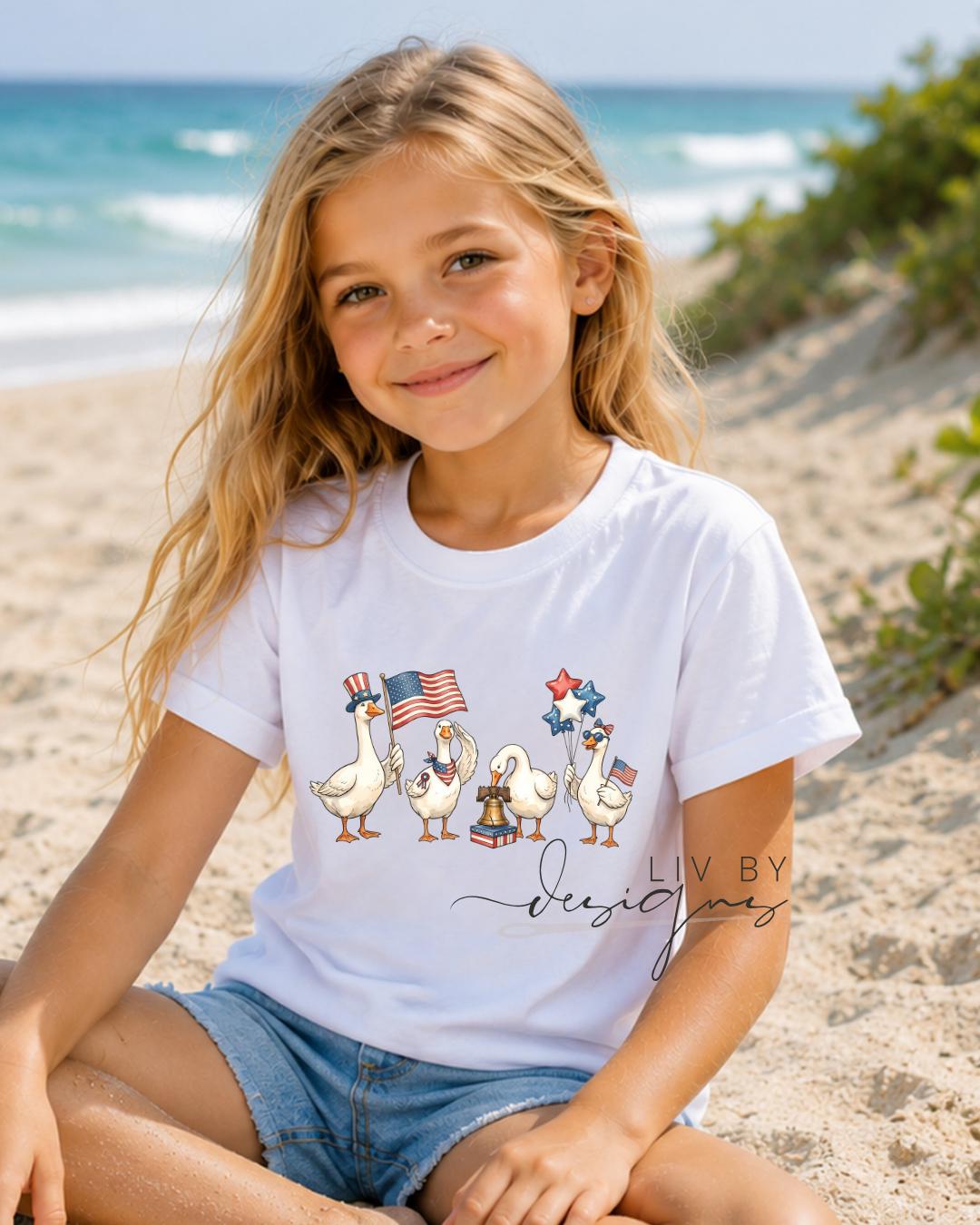 Patriotic Goose Kids Shirt | Funny Fourth of July Toddler Tee | Americana Farm Animal Shirt __etsy:8112578434