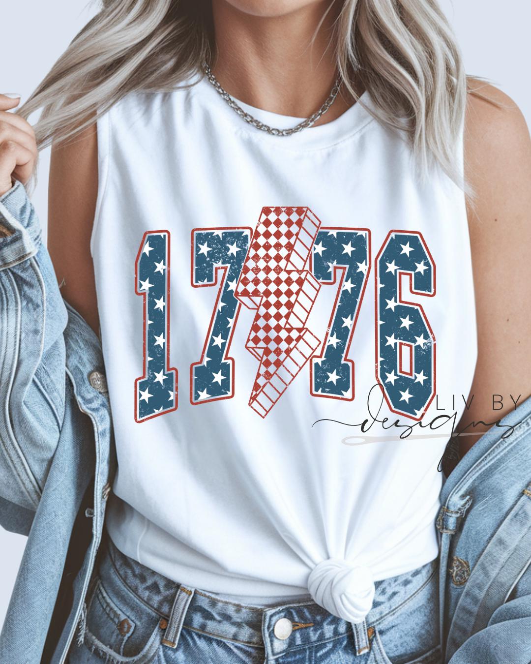 1776 Patriotic Lightning Bolt Muscle Tank | Vintage America Tank Top | Fourth of July Shirt | USA Graphic Summer Tank __etsy:8045684630