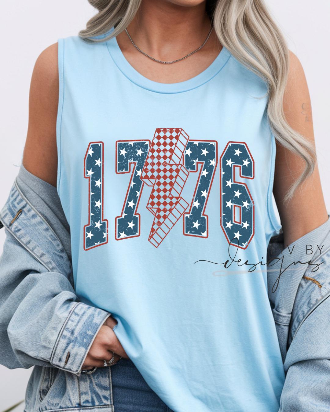 1776 Patriotic Lightning Bolt Muscle Tank | Vintage America Tank Top | Fourth of July Shirt | USA Graphic Summer Tank __etsy:8093596141