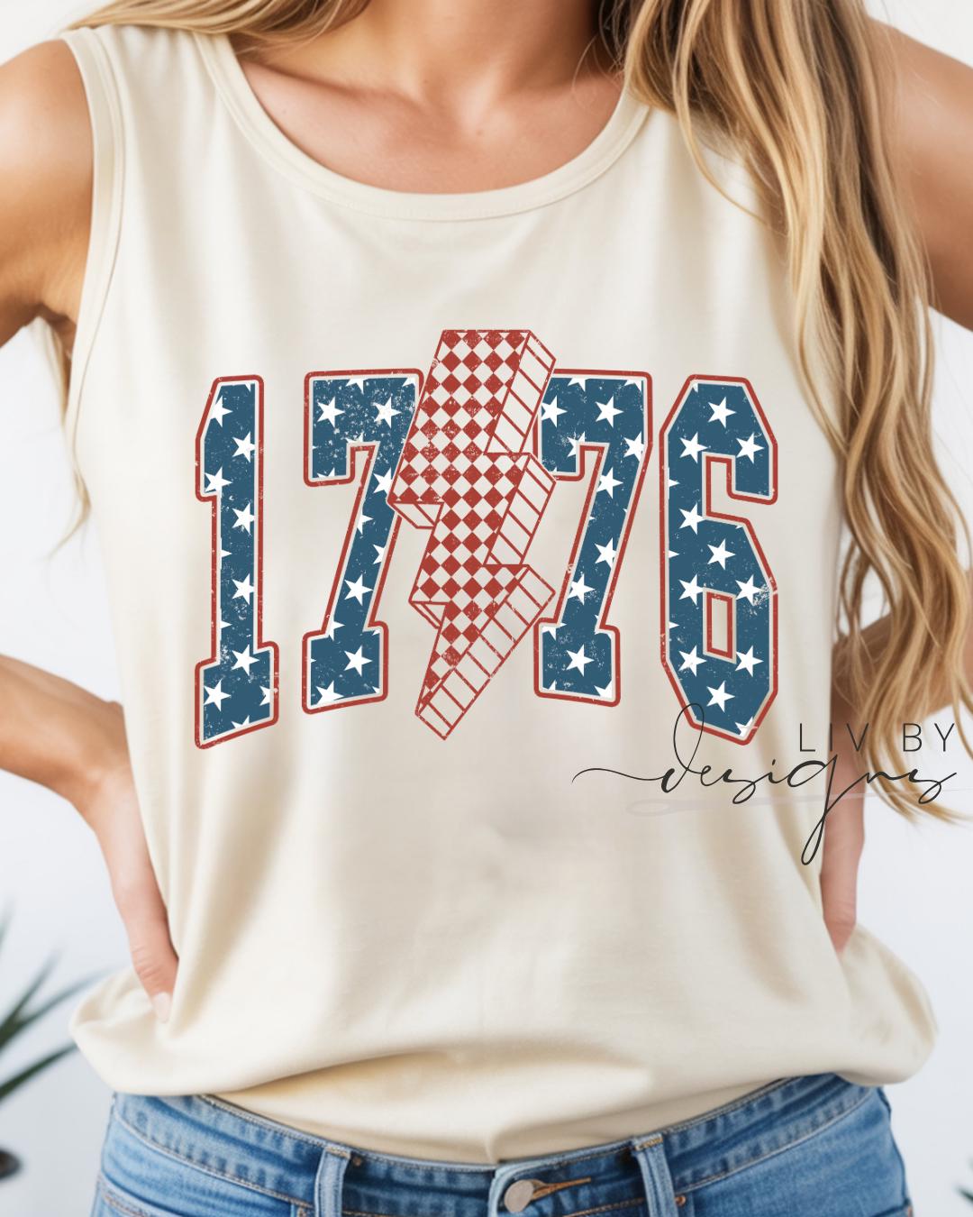 1776 Patriotic Lightning Bolt Muscle Tank | Vintage America Tank Top | Fourth of July Shirt | USA Graphic Summer Tank __etsy:8045684958