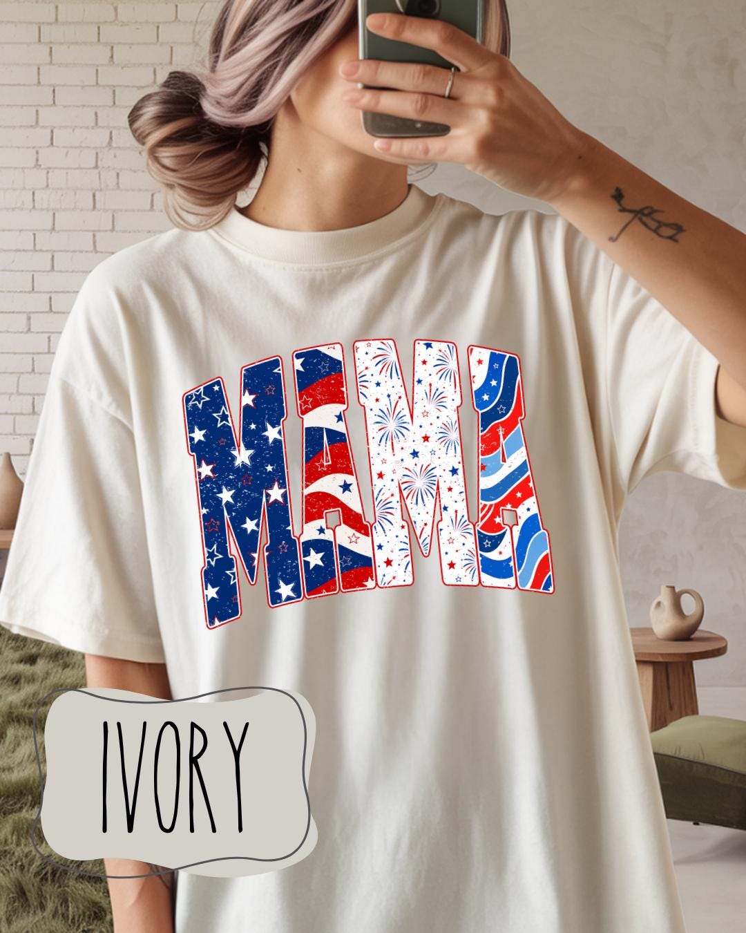 Patriotic Mama Shirt | Comfort Colors 1717 | Fourth of July Mom Tee | Red White & Blue Graphic Shirt __etsy:8112842924