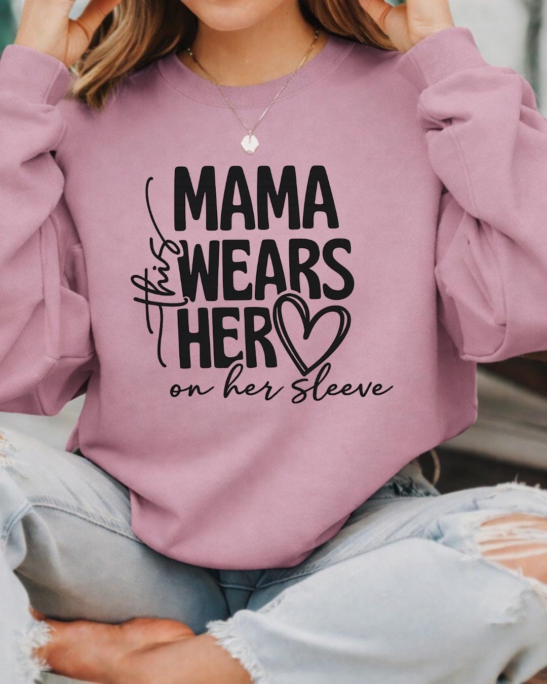 Personalized Mama Sweatshirt | Custom Name Sleeve, Gildan Crewneck