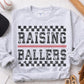 Raising Ballers Crewneck | Vintage Baseball Mom Sweatshirt | Gildan Heavy Blend Sideline Apparel