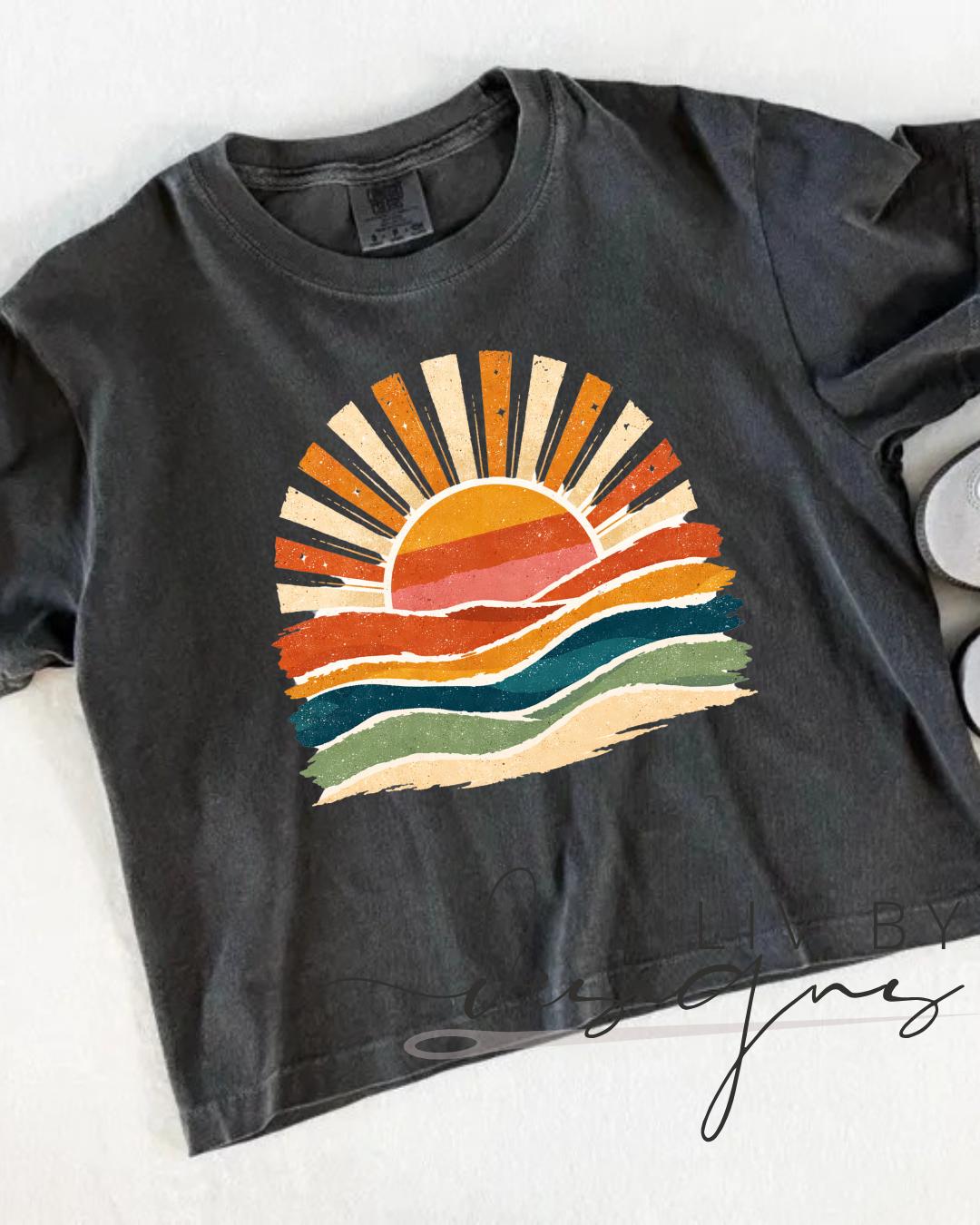 Retro Sunset Comfort Colors Crop Tee __etsy:8093664089