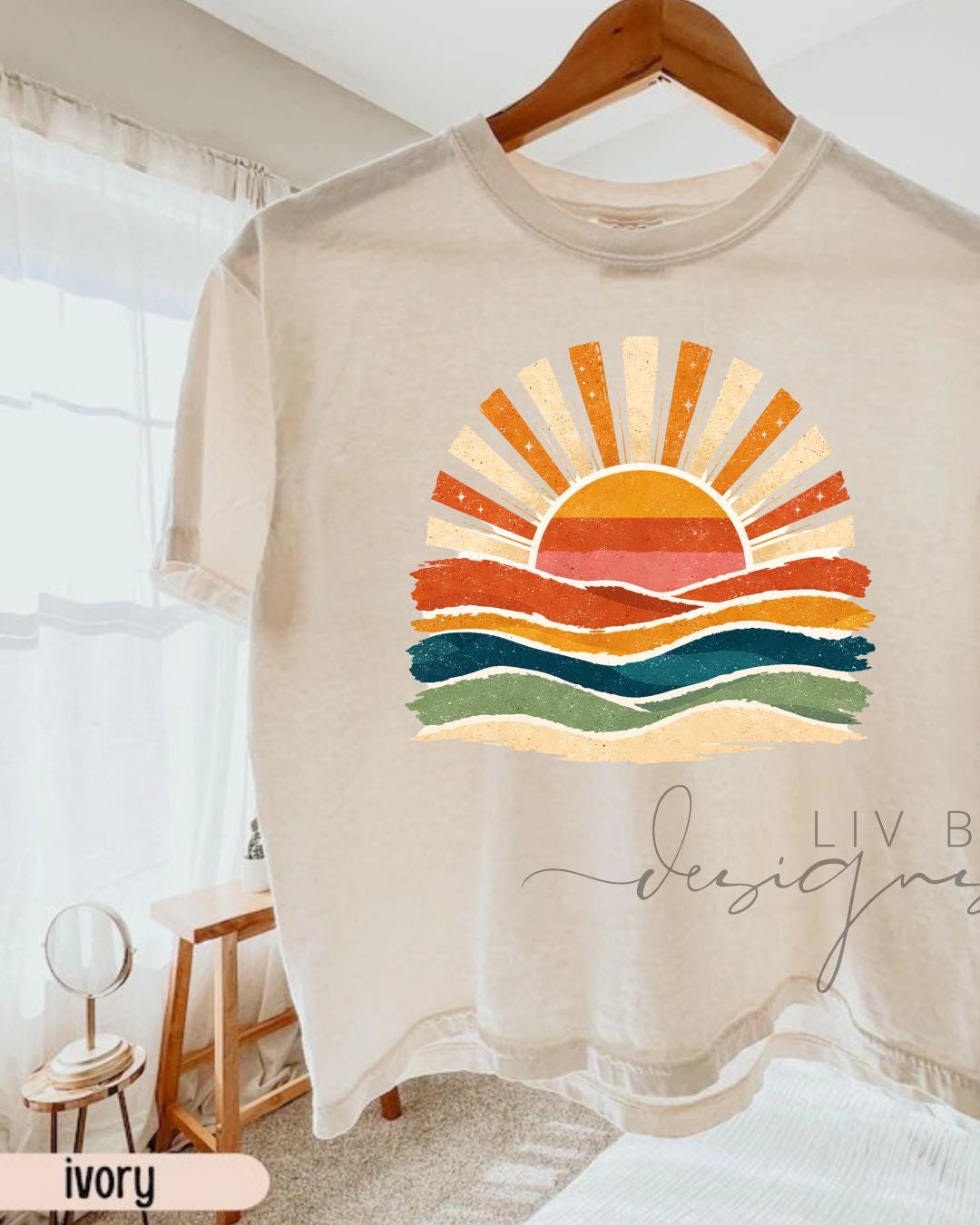 Retro Sunset Comfort Colors Crop Tee __etsy:8093664139