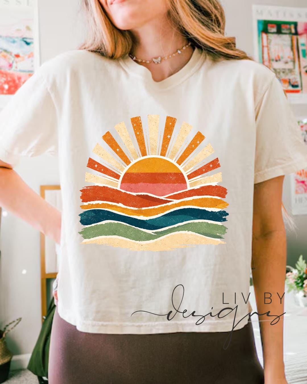 Retro Sunset Comfort Colors Crop Tee __etsy:8093664143