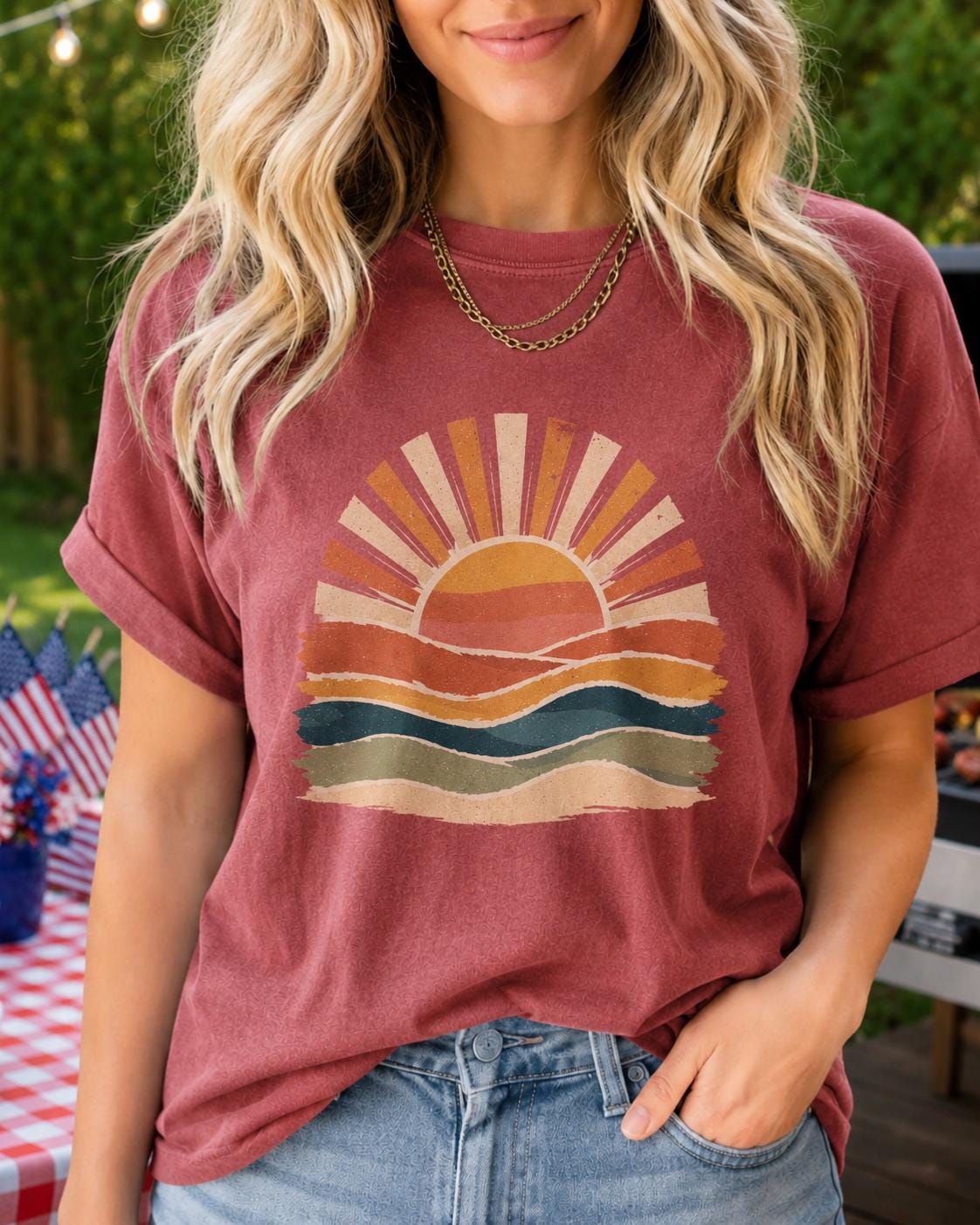 Retro Sunset Comfort Colors Tee __etsy:8093742869
