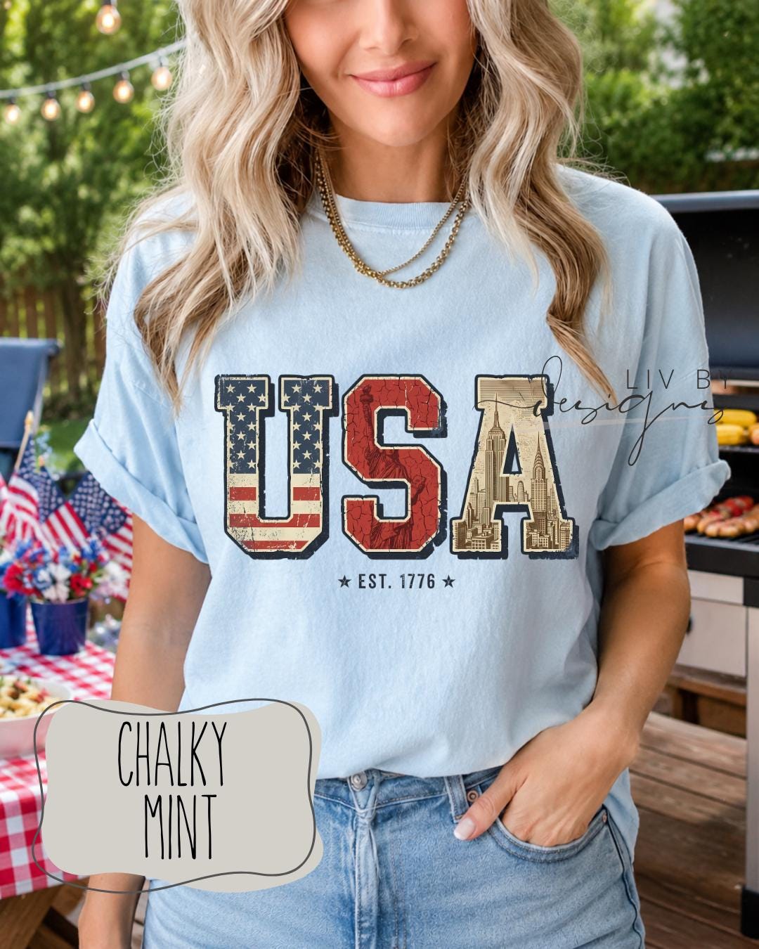 Retro USA Graphic Tee | Comfort Colors Patriotic 4th of July T-Shirt __etsy:8085092283