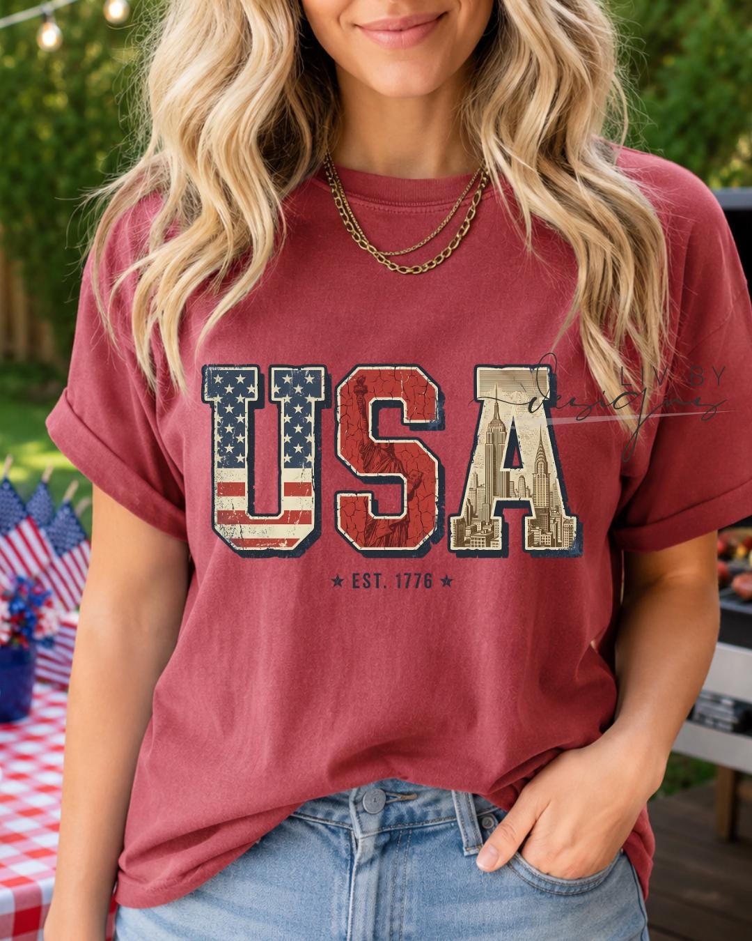 Retro USA Graphic Tee | Comfort Colors Patriotic 4th of July T-Shirt __etsy:8037177114