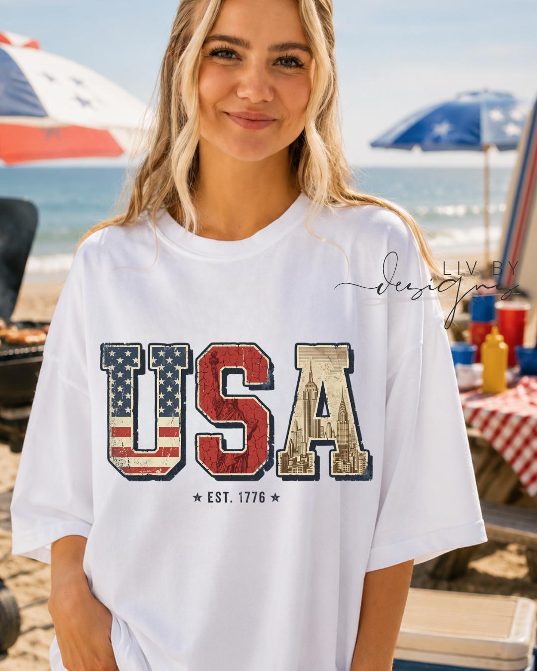 Retro USA Graphic Tee | Comfort Colors Patriotic 4th of July T-Shirt __etsy:8037177106