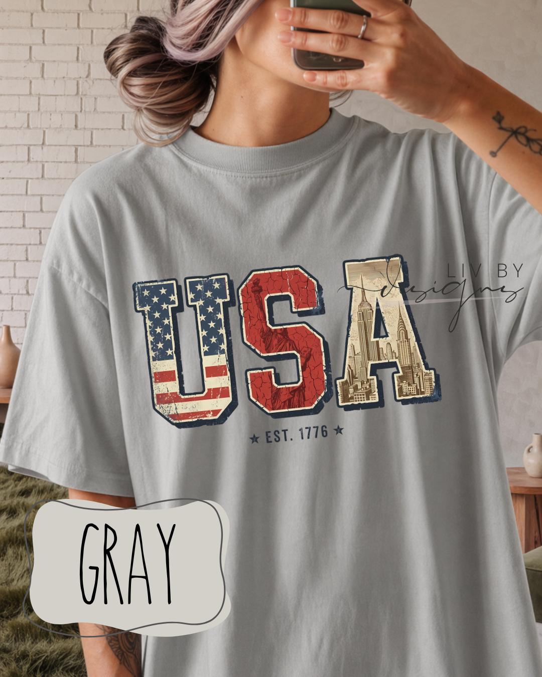 Retro USA Graphic Tee | Comfort Colors Patriotic 4th of July T-Shirt __etsy:8085092263