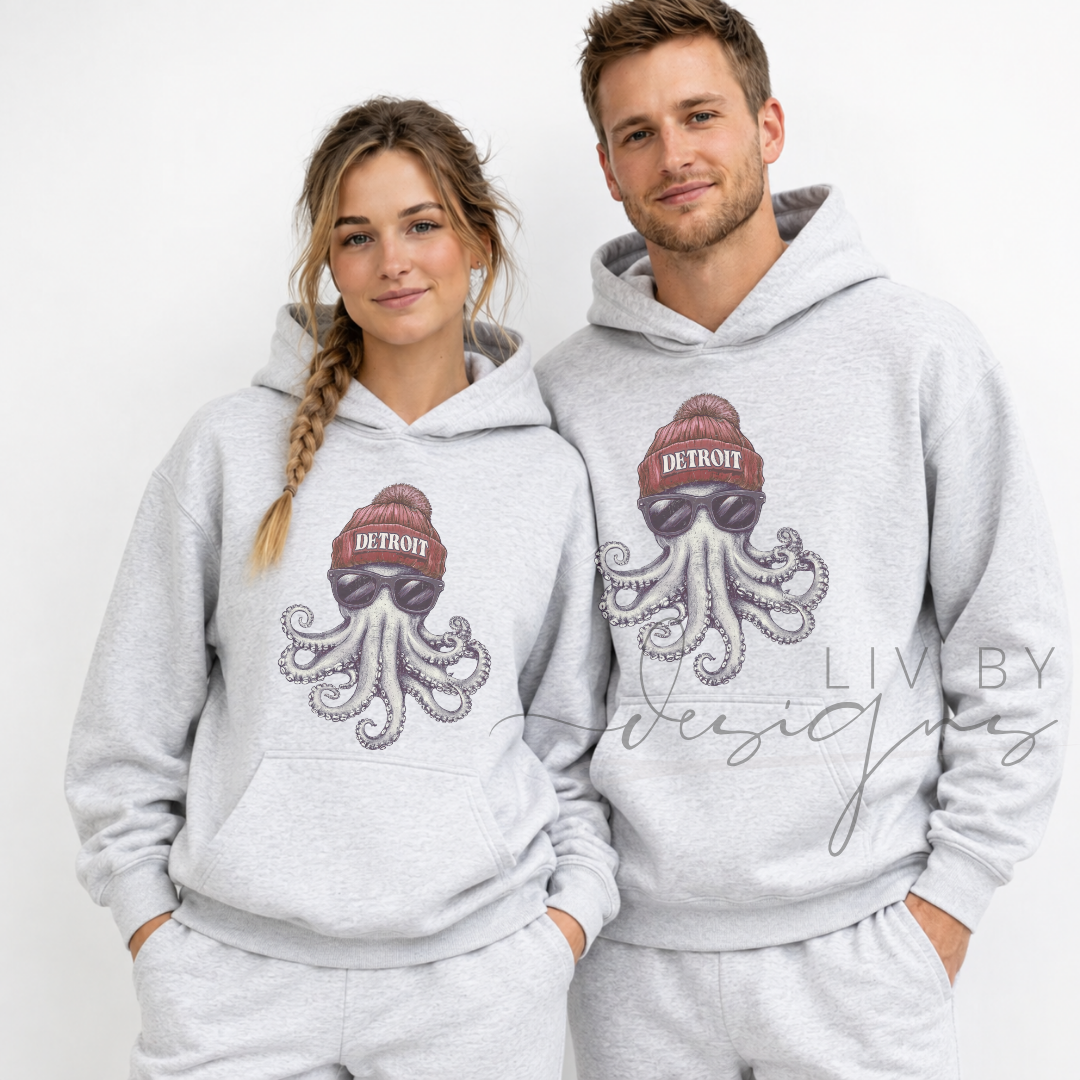 Detroit Hockey Crewneck Sweatshirt, Hockey Fan Pullover, Ash Gray Gildan Blend