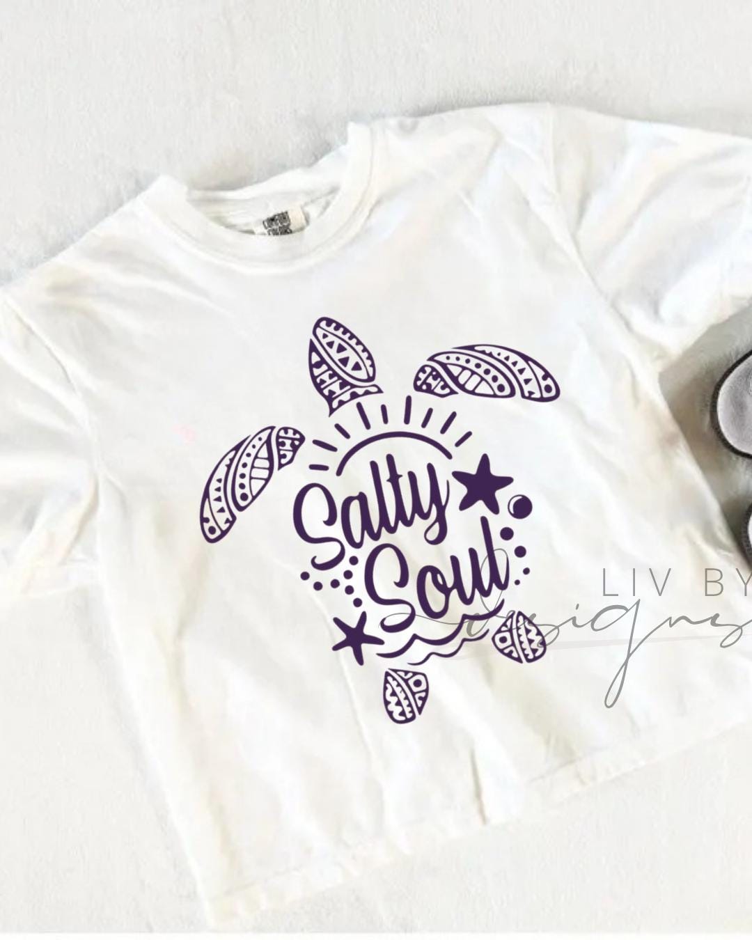 Salty Soul Summer Comfort Colors Crop Tee | Summer Boating Graphic Tee | Salty soul turtle loving tee __etsy:8043169272