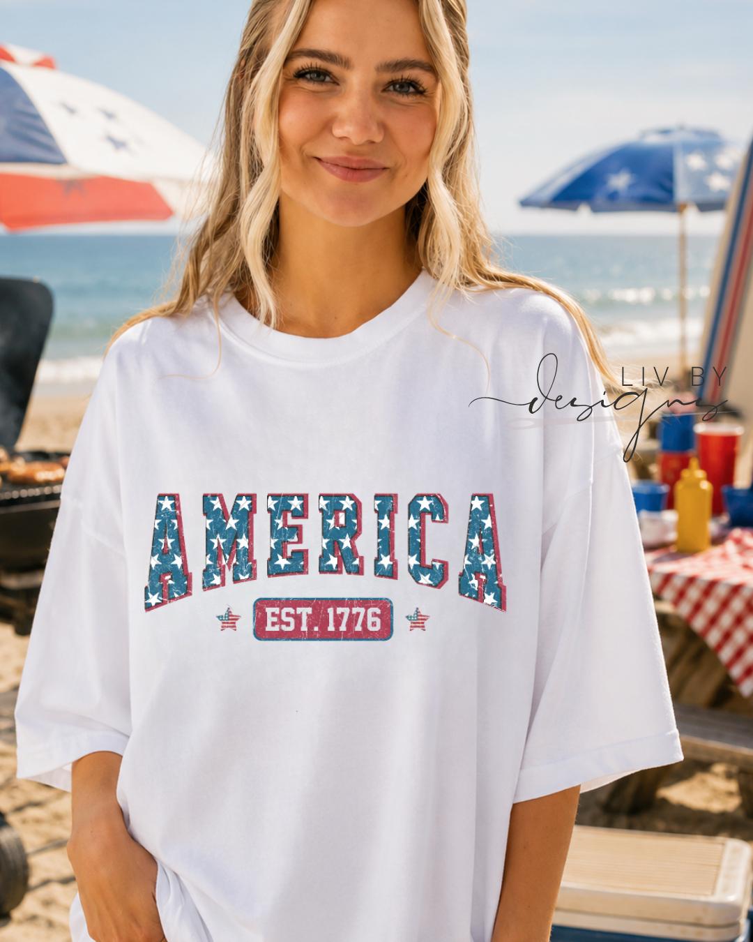 Stars and Stripes American Graphic Tee | Comfort Colors Patriotic  USA 250th anniversary T-Shirt for the 4th of July __etsy:8037188864