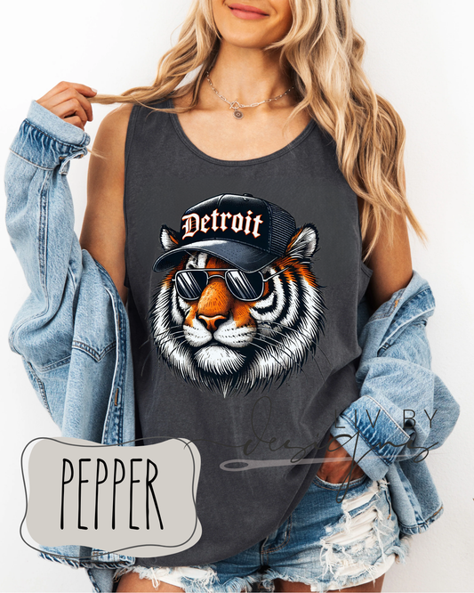 Detroit Baseball-Inspired Tiger Head | Unisex Tank Top, Perfect for Summer, Sports Fans, Casual Wear, Gift for Him/Her, Outdoor Activities | Detroit Baseball Fans