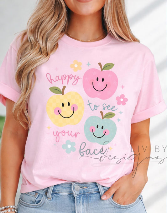 Teacher Tee Comfort Color | Matching Bestie Teacher Tees, Teacher Appreciation Gift for Elementary Teacher, Happy to see you first day