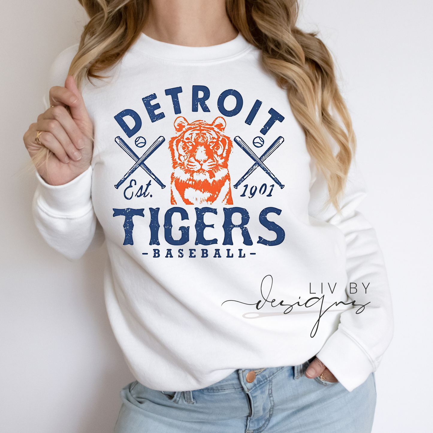 Detroit Baseball Crewneck | DTF Transfer Detroit Tigers Fan Shirt | Vintage Baseball Crew | Unisex Game Day Sweatshirt