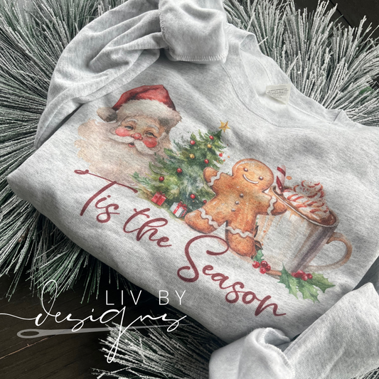 Tis the Season Christmas Characters Dye Sublimated Crewneck - Retro designed Christmas Pullover