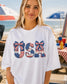 USA Patriotic Bow Tee | Comfort Colors 1717 | Fourth of July Shirt | Coquette Americana Graphic Tee __etsy:8112820896