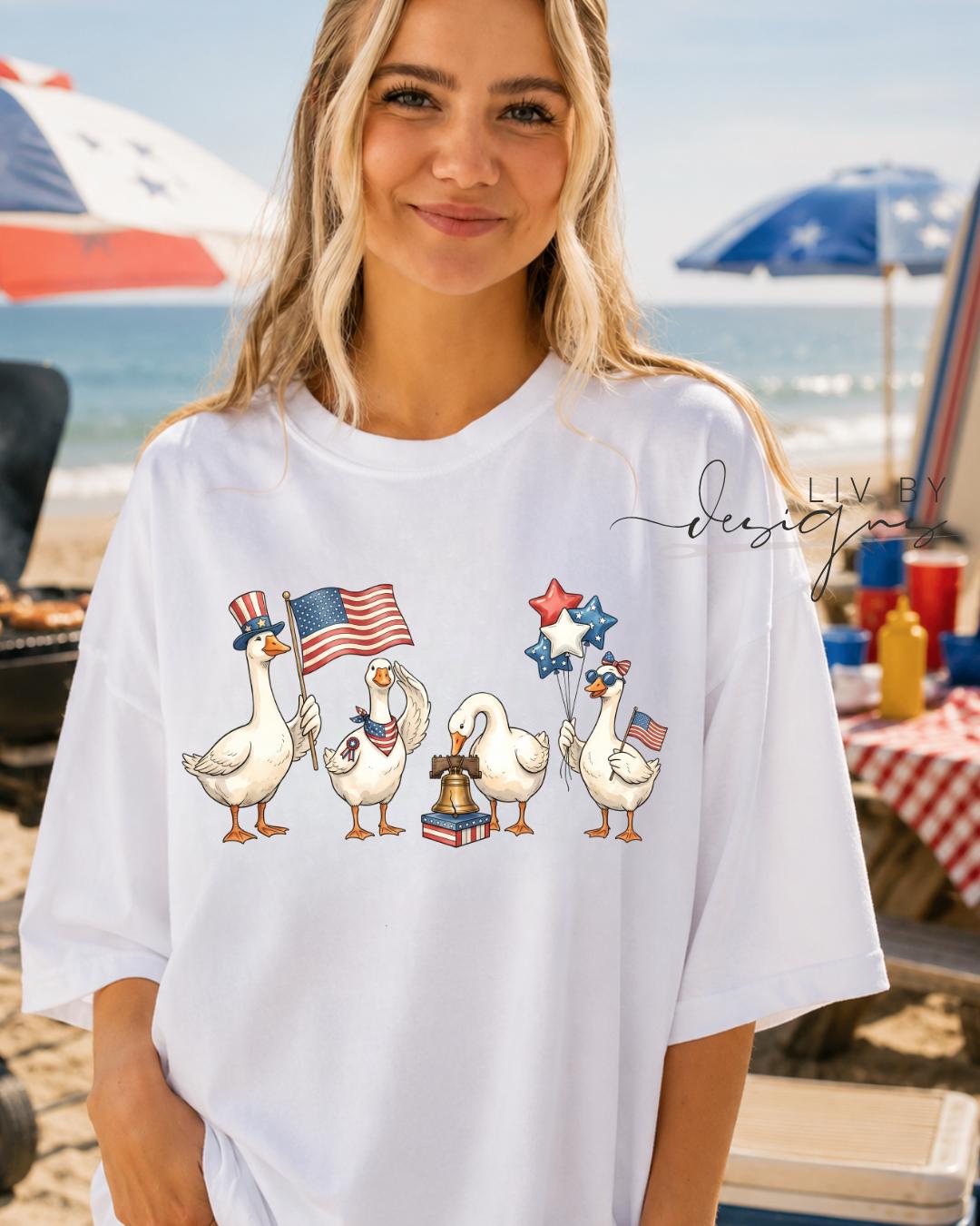 USA Patriotic Goose Comfort Colors Tee __etsy:8090732611