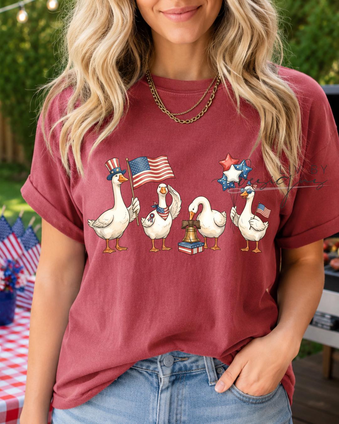 USA Patriotic Goose Comfort Colors Tee __etsy:8042820998