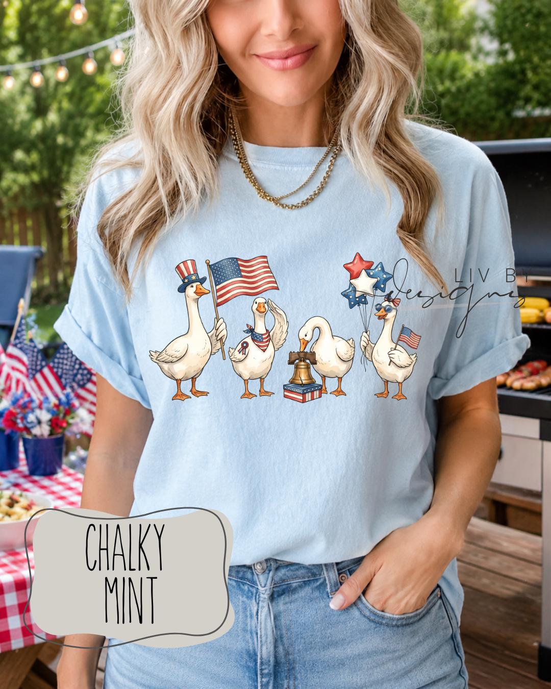 USA Patriotic Goose Comfort Colors Tee __etsy:8042821002