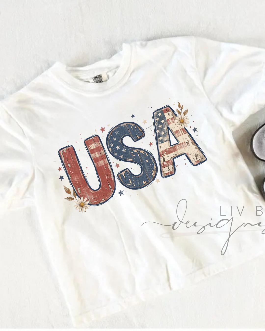 USA retro Stars and Stripes Graphic Crop Top | Comfort Colors Patriotic 250th Anniversary Cropped T-shirt for the 4th of July __etsy:8105644058