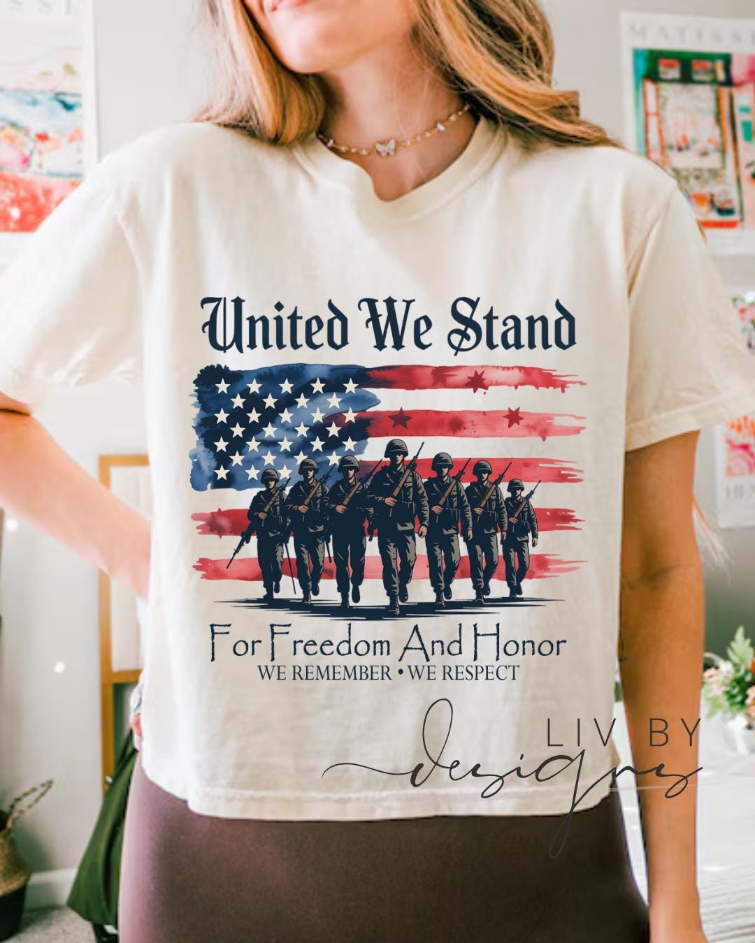 United We Stand Comfort Colors Crop Top | Patriotic Military Shirt | Veteran Support Tee __etsy:8165296115