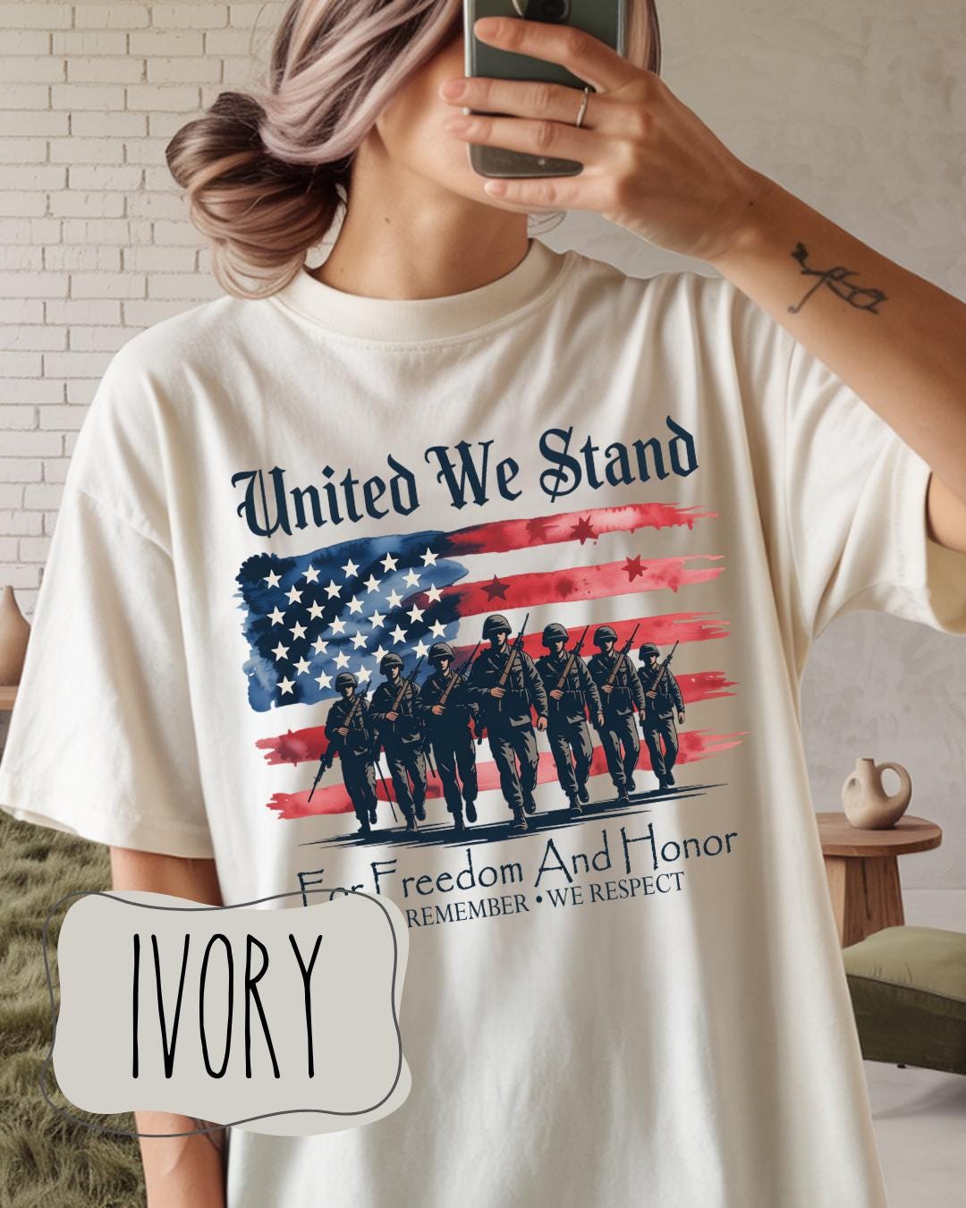 United We Stand Patriotic Shirt | Military Appreciation Tee | Veteran Tribute Shirt __etsy:8165206105