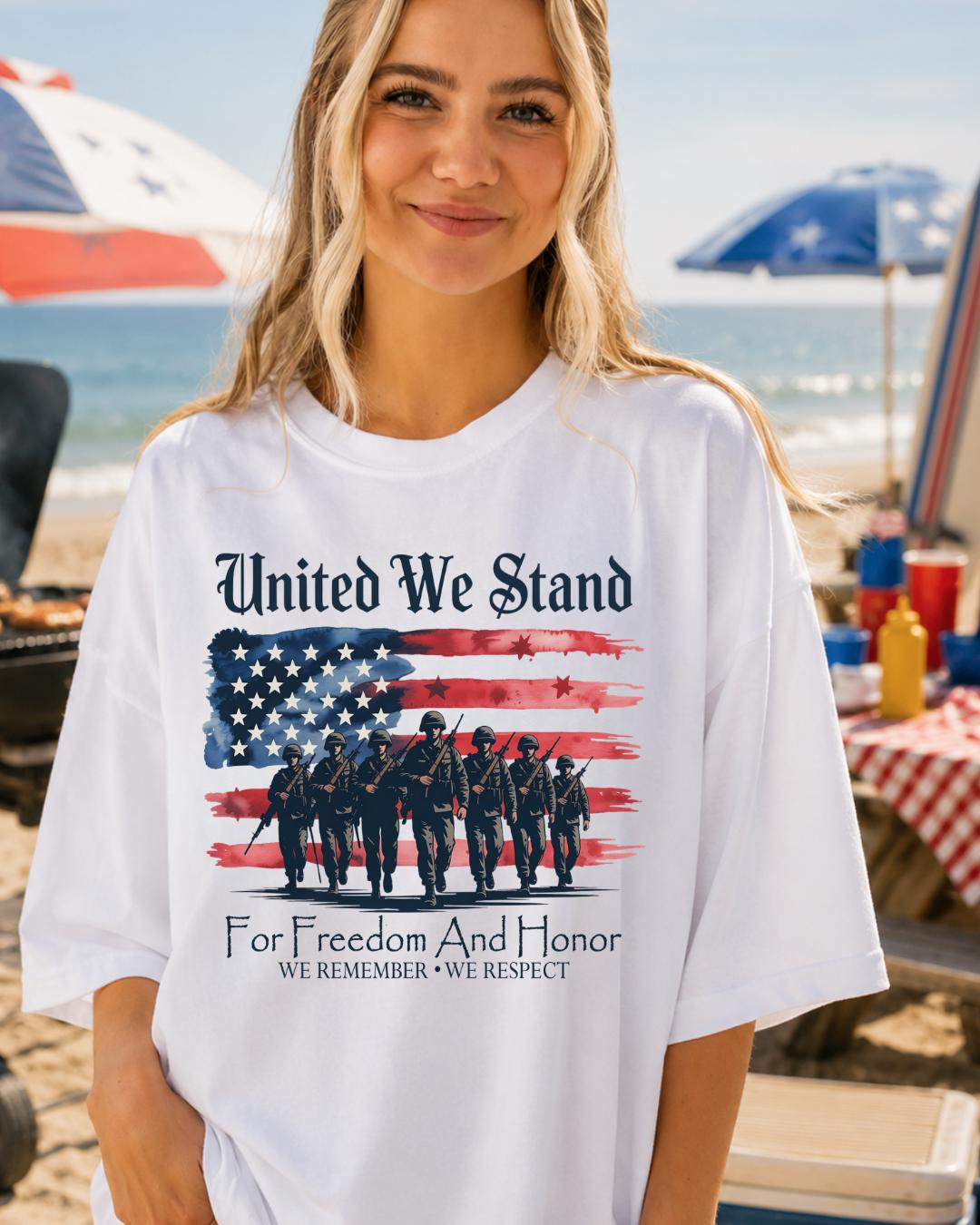 United We Stand Patriotic Shirt | Military Appreciation Tee | Veteran Tribute Shirt __etsy:8117298100